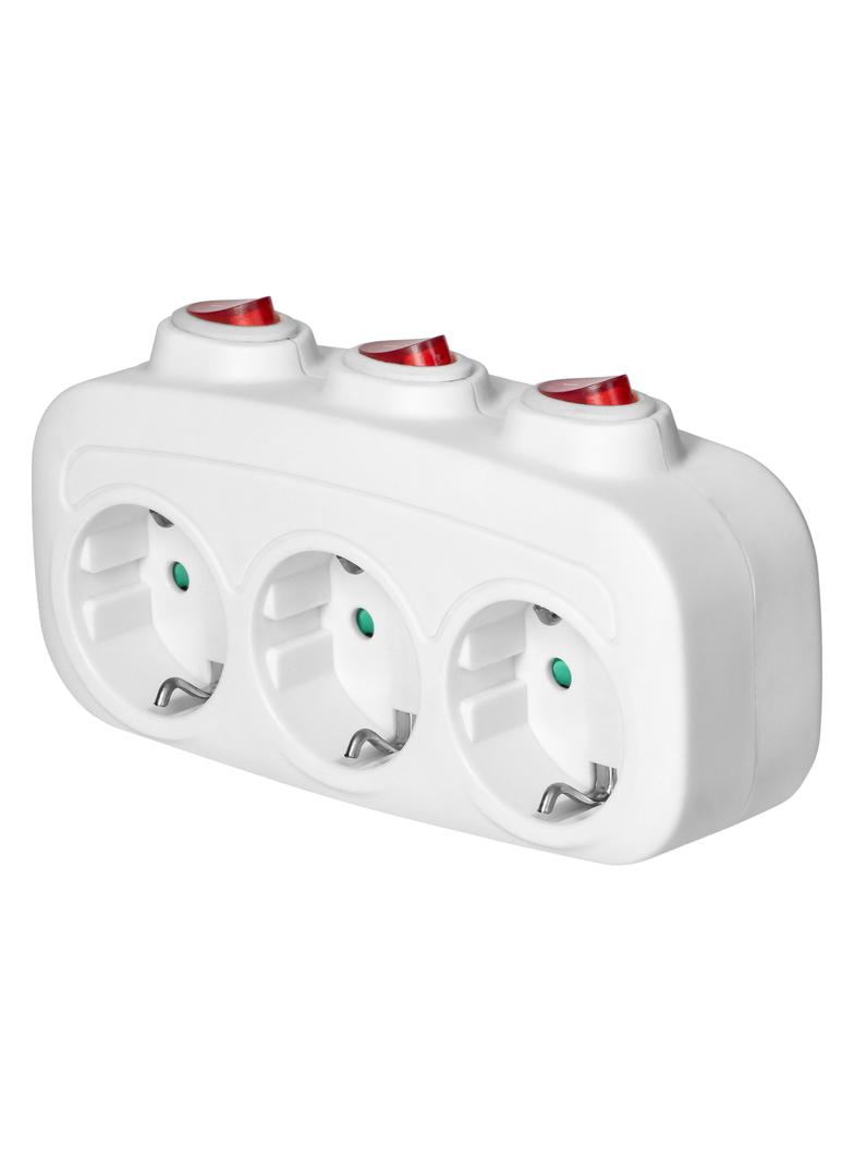 Rozgałęźnik 3x2P+Z z 3 włącznikami, Schuko ES-3(GS) ORNO