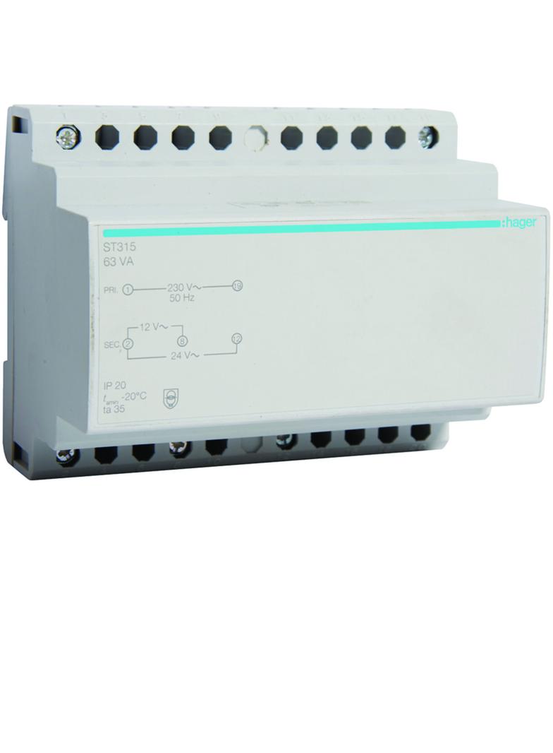 Transformator bezpieczeństwa 230/12-24VAC 63VA ST315 HAGER