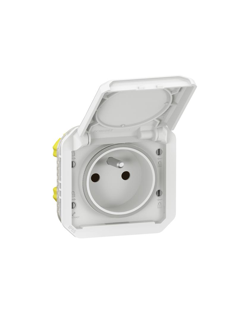 NOWE PLEXO - GNIAZDO 2P+Z ZACISKI AUTOMATYCZNE MECHANIZM 16 A - 250 V~ BIAŁE