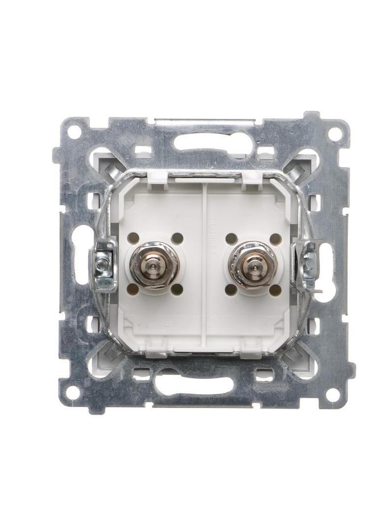 Simon 54 Gniazdo ekwipotencjalne podwójne srebrny mat