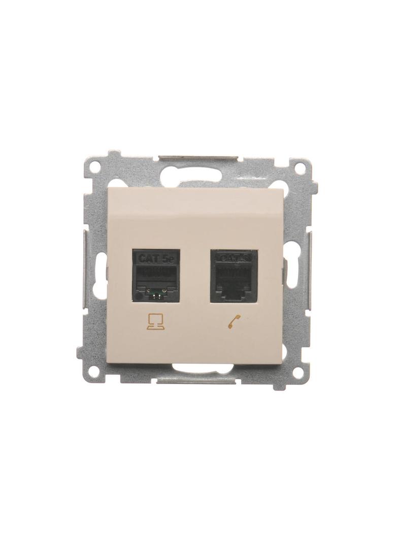 Simon 54 Gniazdo komputerowe RJ45 kategoria 5e + telefoniczne RJ12 kremowy D5T.01/41 KONTAKT