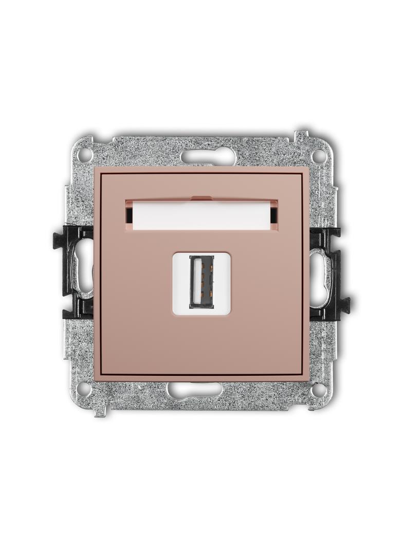 ICON Gniazdo pojedyncze USB typ A-A 2.0 łososiowy 62IGUSB-1 KARLIK