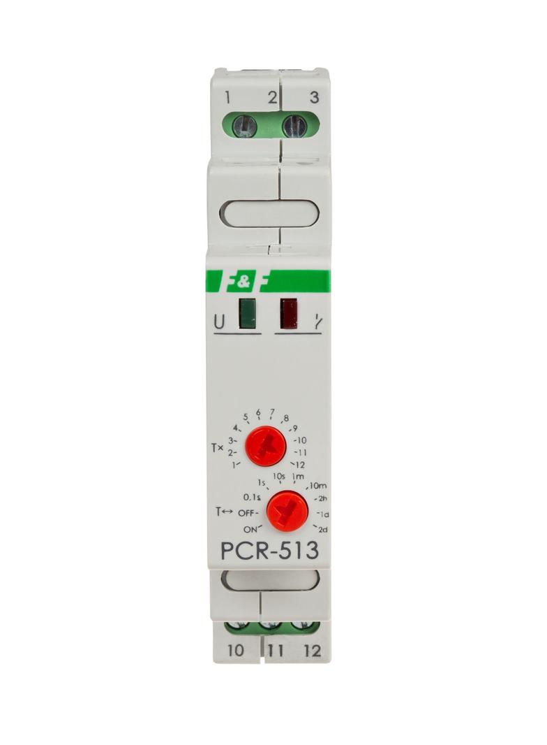 Przekaźnik czasowy rewersyjny styki: 1Z/R 230V 16A PCR-513-16 F&F