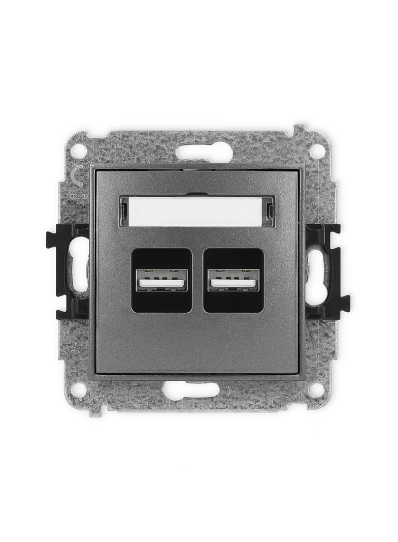 MINI Ładowarka USB podwójna 2xUSB A, 15,5W max., 5V, 3.1A grafitowy 11MCUSB-6 KARLIK