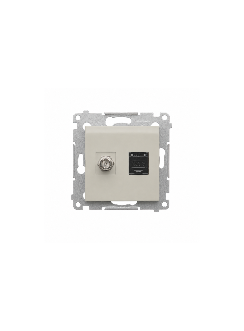 Simon 54 Gniazdo antenowe typu F + RJ45 kat.6 kaszmir mat DASFRJ45.01/42