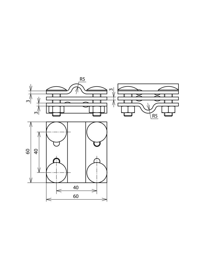 Zacisk krzyżowy St/tZn, drut 8-10/8-10 mm, drut 8-10/płask. 30 mm-płask 30/30 mm z przekładką