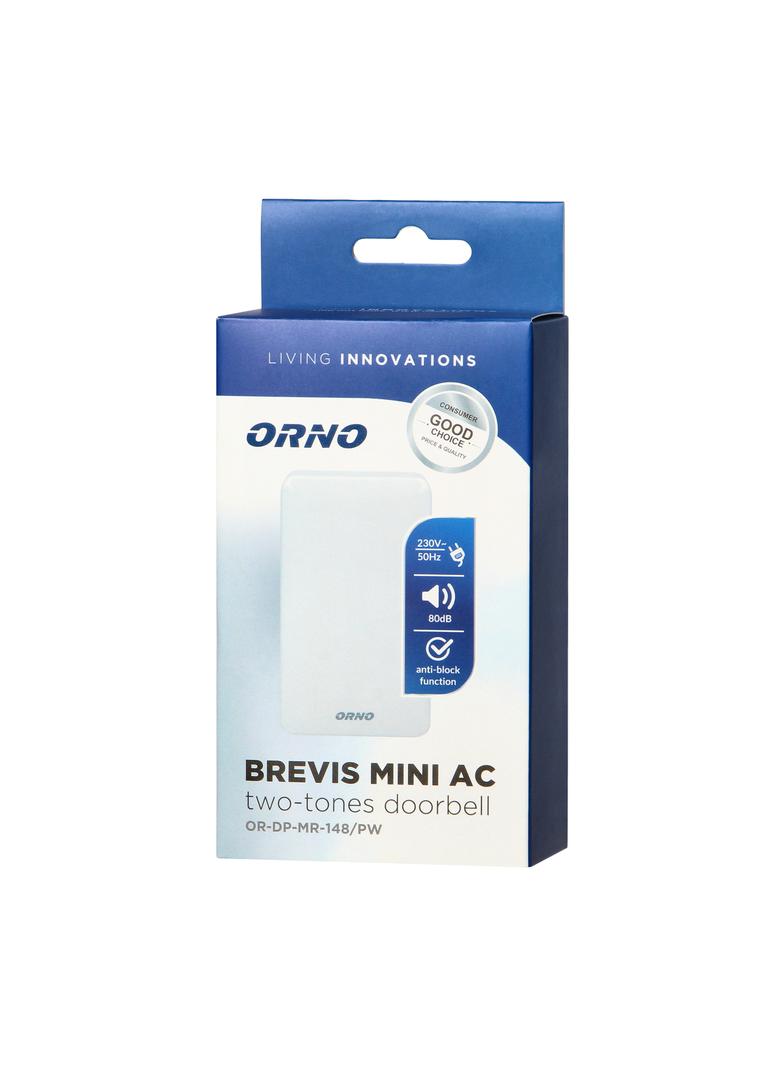 Dzwonek przewodowy BIM BAM do drzwi dwutonowy 230v OR-DP-MR-148/PW ORNO