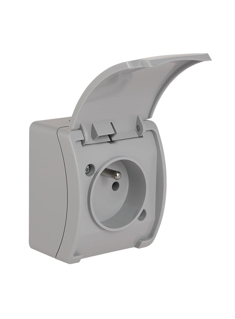 VG-Koala Gniazdo pojedyncze Z-ziemieniem (2P+Z) n/t IP44 popiel Z-lapką popiel VG 161-03 61.373 OPAT