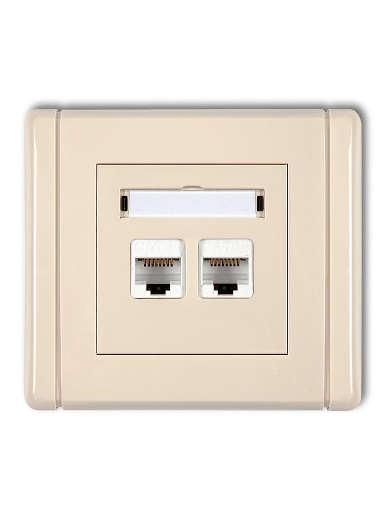 FLEXI Gniazdo komputerowe podwójne 2xRJ45, kat. 6, ekranowane, 8-stykowe beżowy