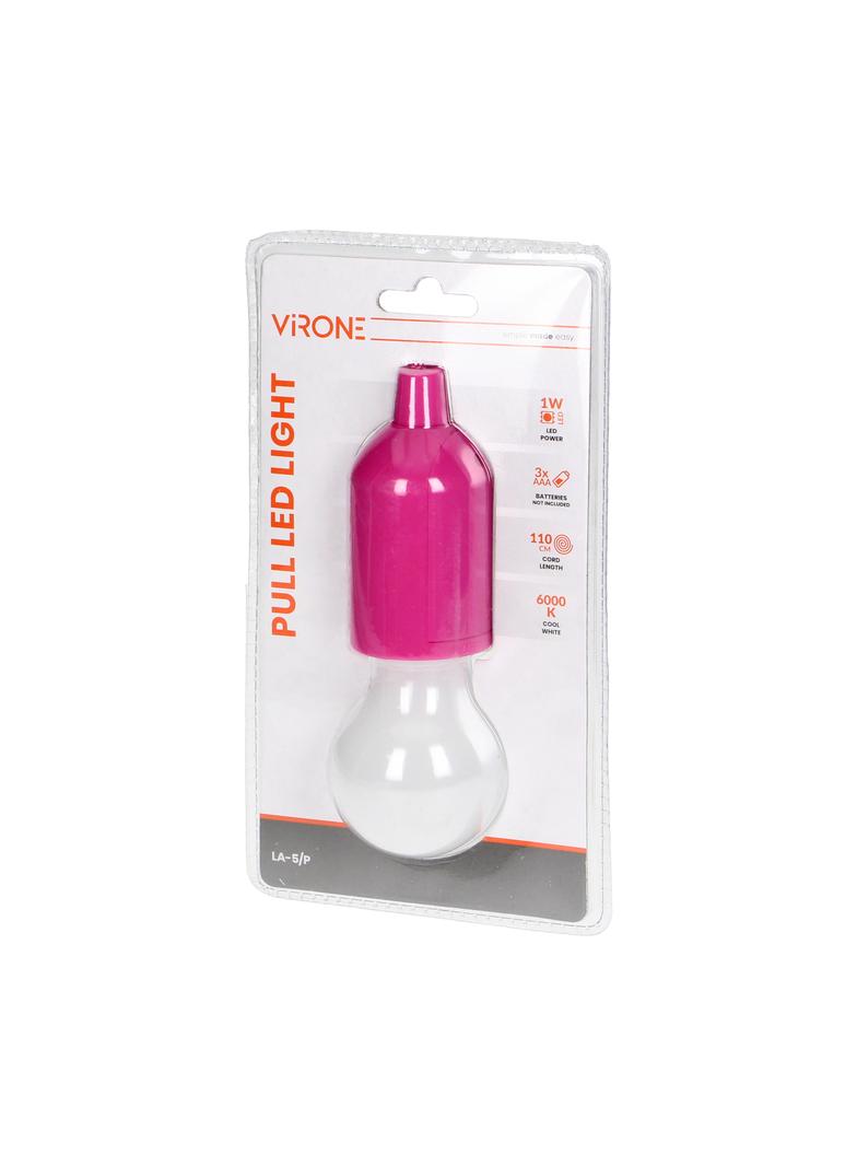 Bateryjna lampka nocna na sznurku 1W LED, 3 x AAA, różowa LA-5/P ORNO