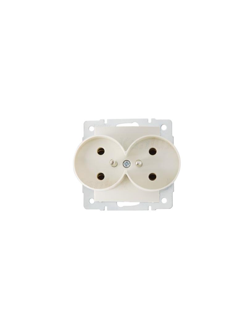 LOGI Gniazdo podwójne z uziemieniem śrubowy Kremowy 16A 250V 021253103 25151 KANLUX
