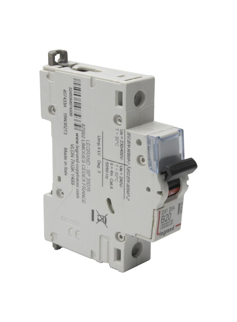 WYŁĄCZNIK NADPRĄDOWY S 301 1P B 20A 6000A SERII DX3, Legrand