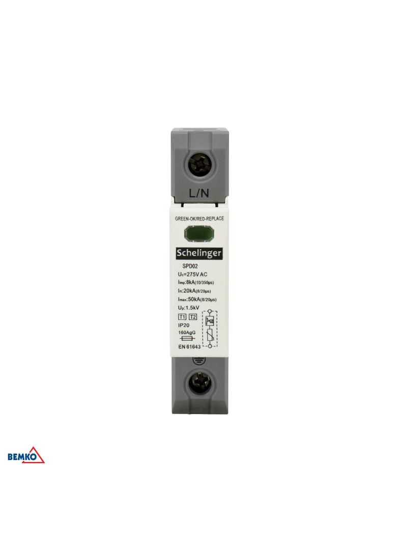 OGRANICZNIK PRZEPIĘĆ 1P 8kA(10/350) KLASA T1+T2 (B+C) SCHELINGER