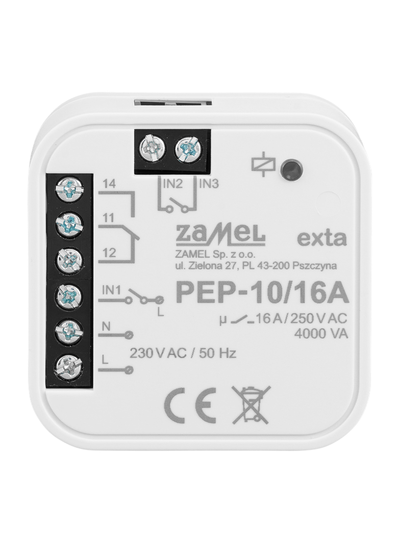MODUŁ PRZEKAŹNIKA BEZPOTENCJAŁOWEGO, DOPUSZKOWY, 16A, 230V TYP: PEP-10/16A