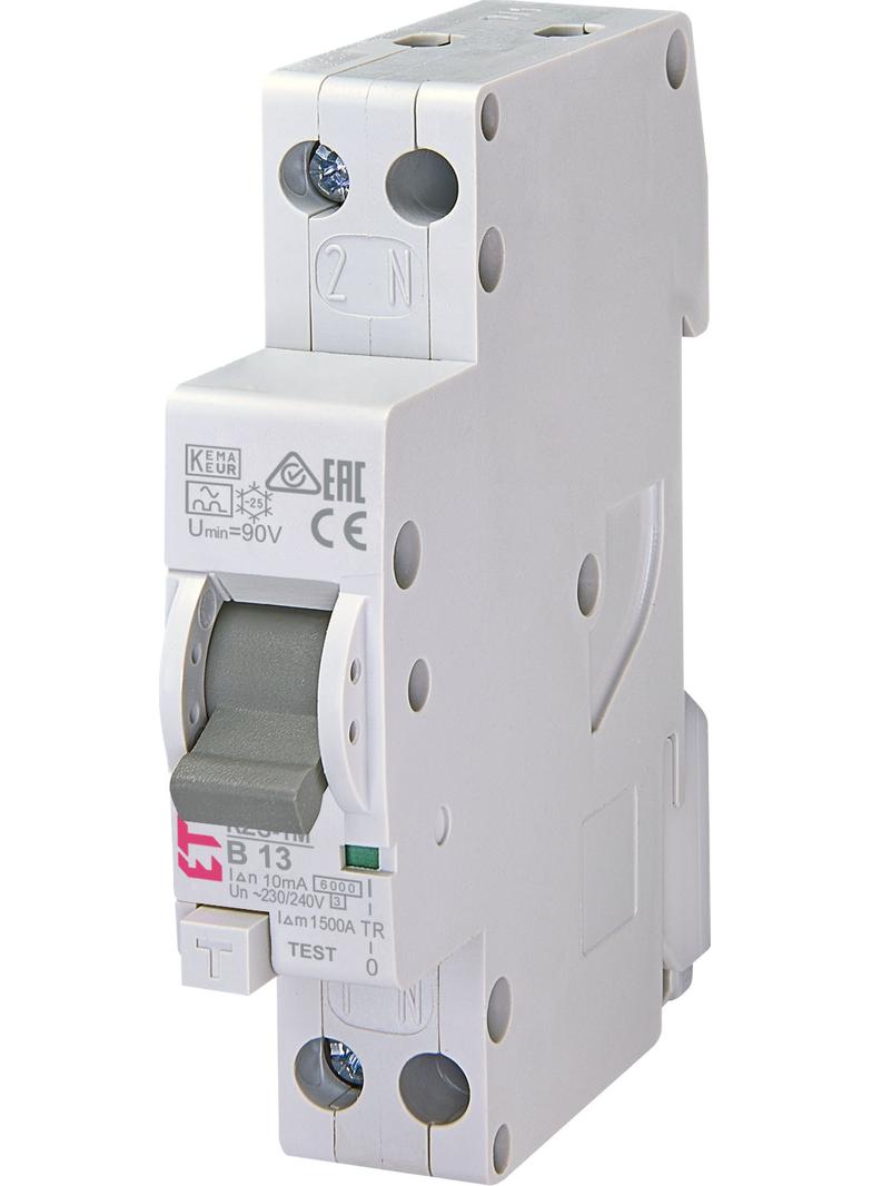 Wyłącznik różnicowonadprądowy (zas od dołu) KZS-1M 1P+N B13A 10mA typ A 002175413 ETI