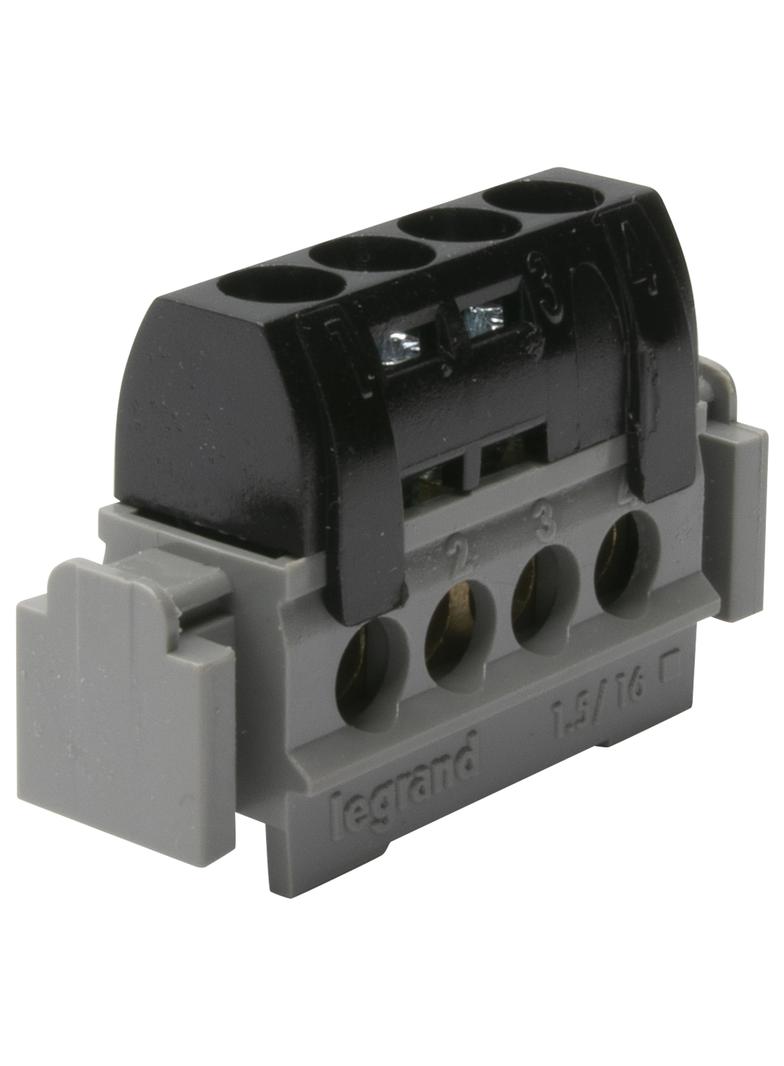 Listwa Przyłączeniowa 4-Otwory Czarna 1,5-16 Mm2 IP2X C4 004850 LEGRAND
