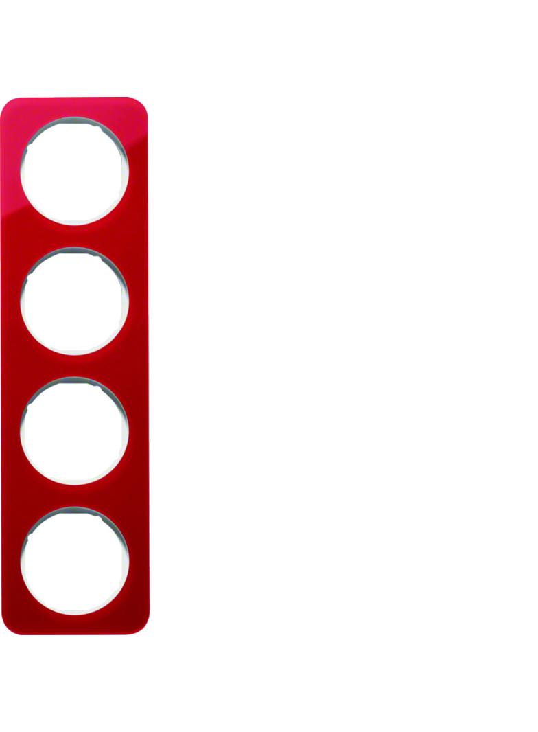 BERKER R.1 Ramka poczwórna akryl czerwony przezroczysty/biała 10142349 HAGER