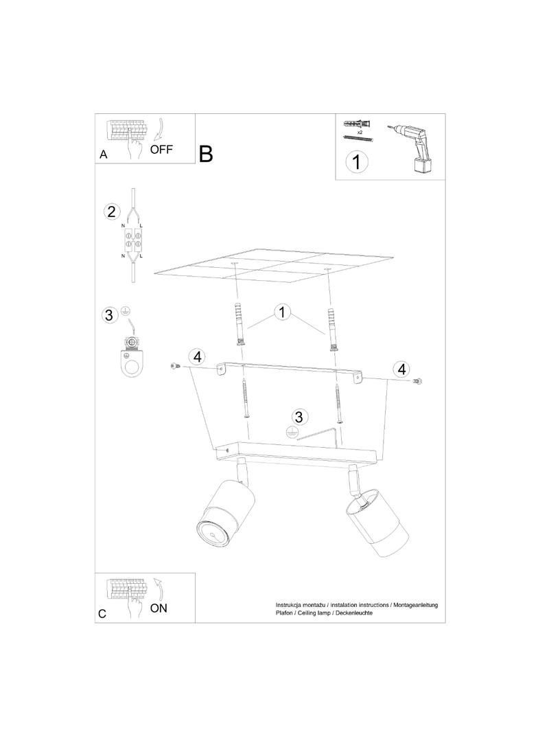 Plafon NERO 2 czarny/chrom