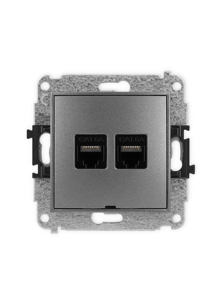 ICON Mechanizm gniazda komputerowego podwójnego 2xRJ45, kat. 6A, 8-stykowy, bez pola opisowego grafi