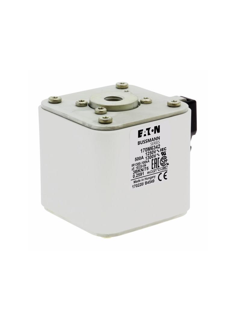 FUSE 500A 1250V 3BKN/75 AR CU Wkładka szybka 500A AC 1250V rozmiar 3 76x92x76 mm aR IEC UL 170M6342
