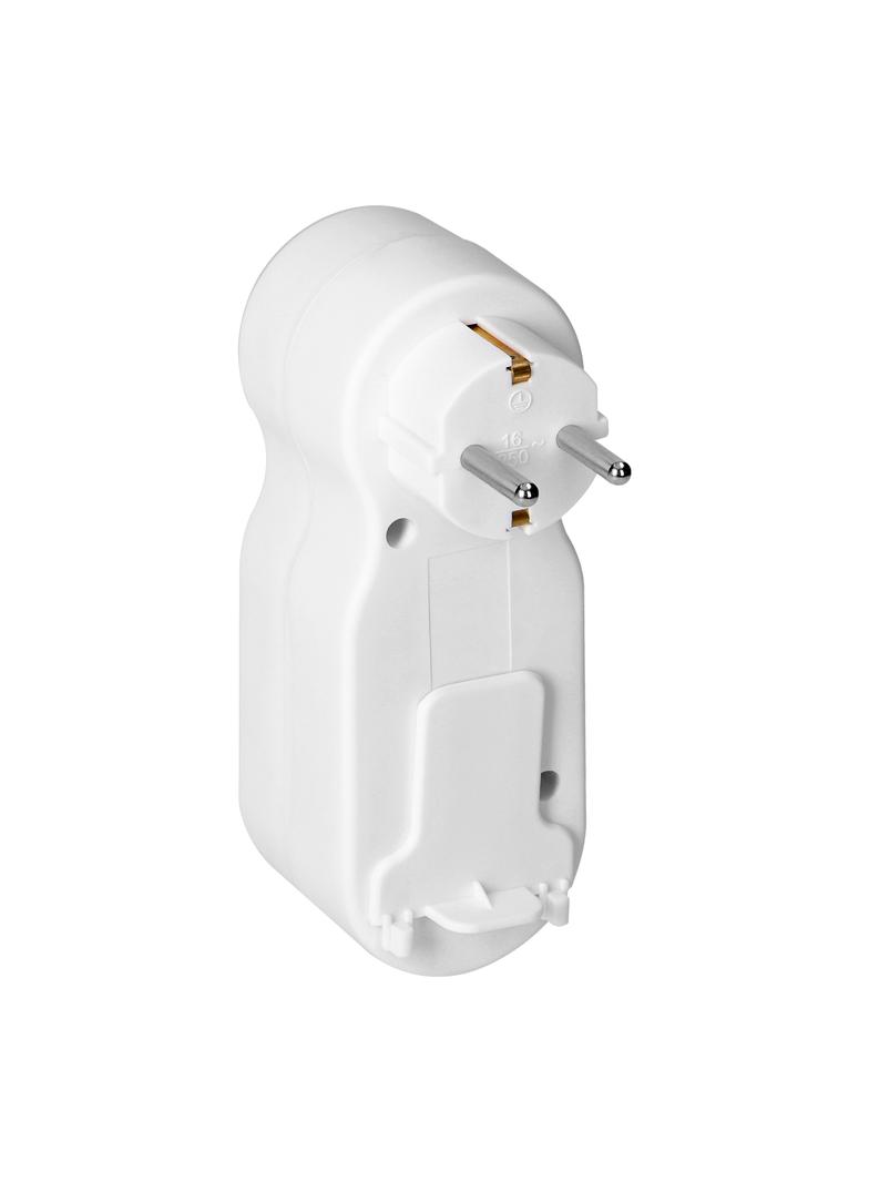 Rozgałęźnik 3x2P+Z "bałwanek" z wtyczką górną, Schuko, biały