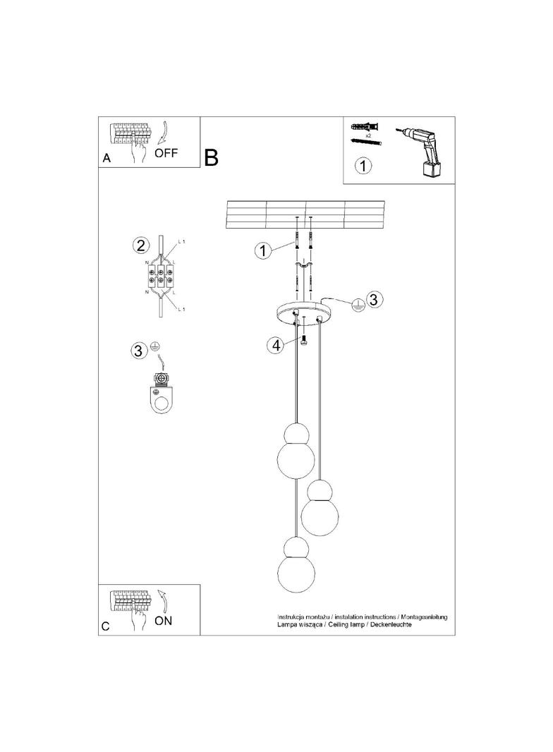Lampa wisząca PEKKA 3P biała/naturalne drewno