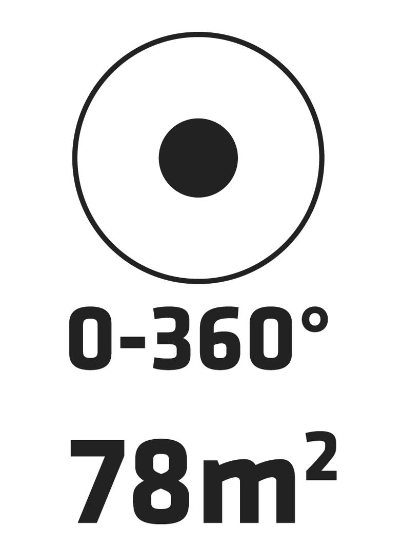 Zraszacz ogrodowy, regulowany zakres kąta podlewania 0° - 360°, powierzchnia podlewania max 78 m2