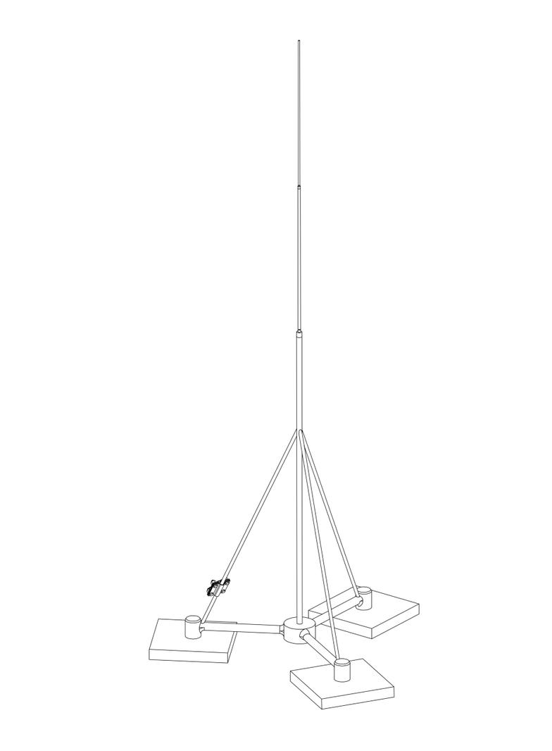 Maszt odgr. wolnostojący na trójnogu h=4m fi 33,7/16/10 podst. 3x40kg