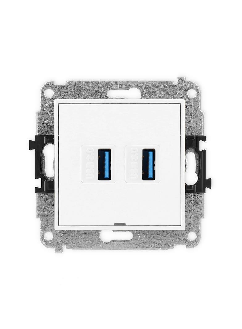 MINI Gniazdo podwójne 2xUSB A-A 3.0, bez pola opisowego biały MGUSBBO-6 KARLIK