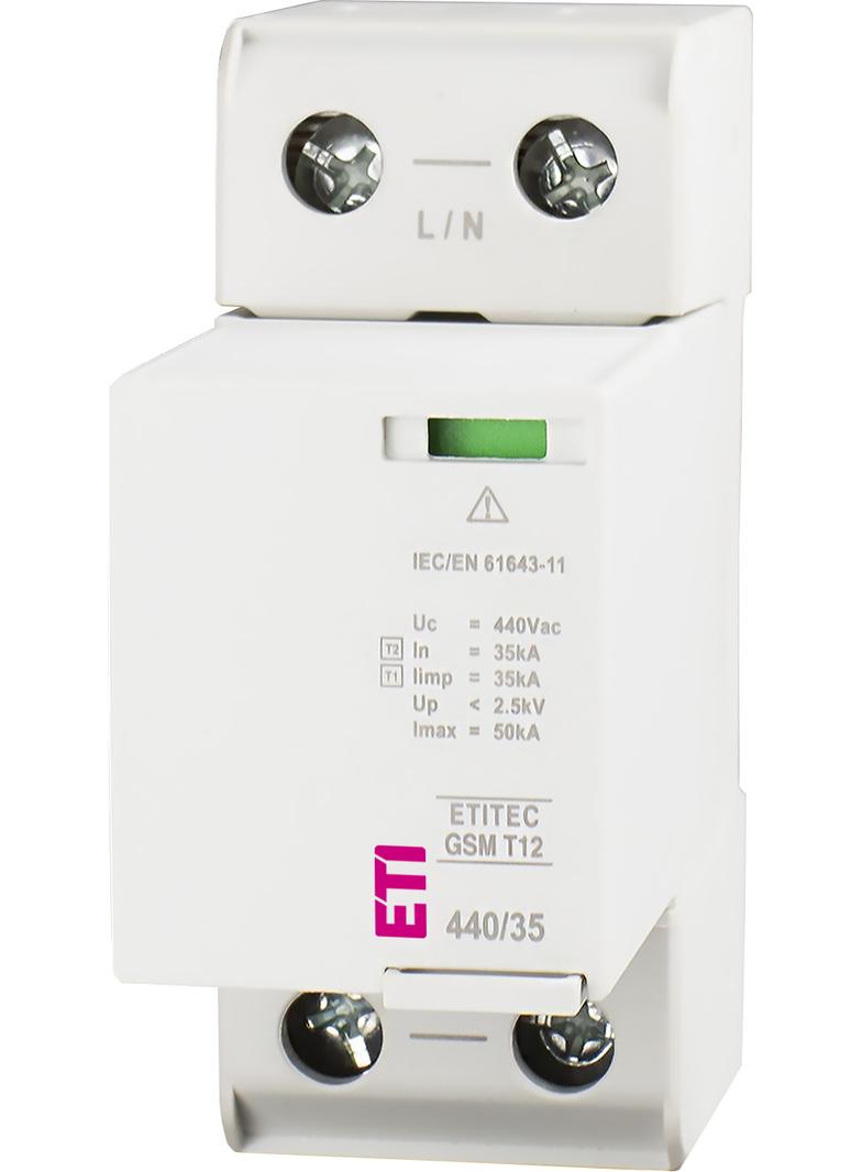 Ogranicznik przepięć T1+T2 (B+C) - iskiernik TEC GSM T12 440/35 1+0 RC 002440717 ETI