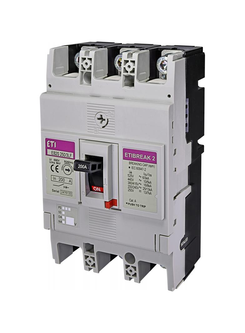 Wyłącznik mocy 3P 16kA wyzw. TM (bez regulacji) EB2S 250/3LF 200A 3P 004671812 ETI