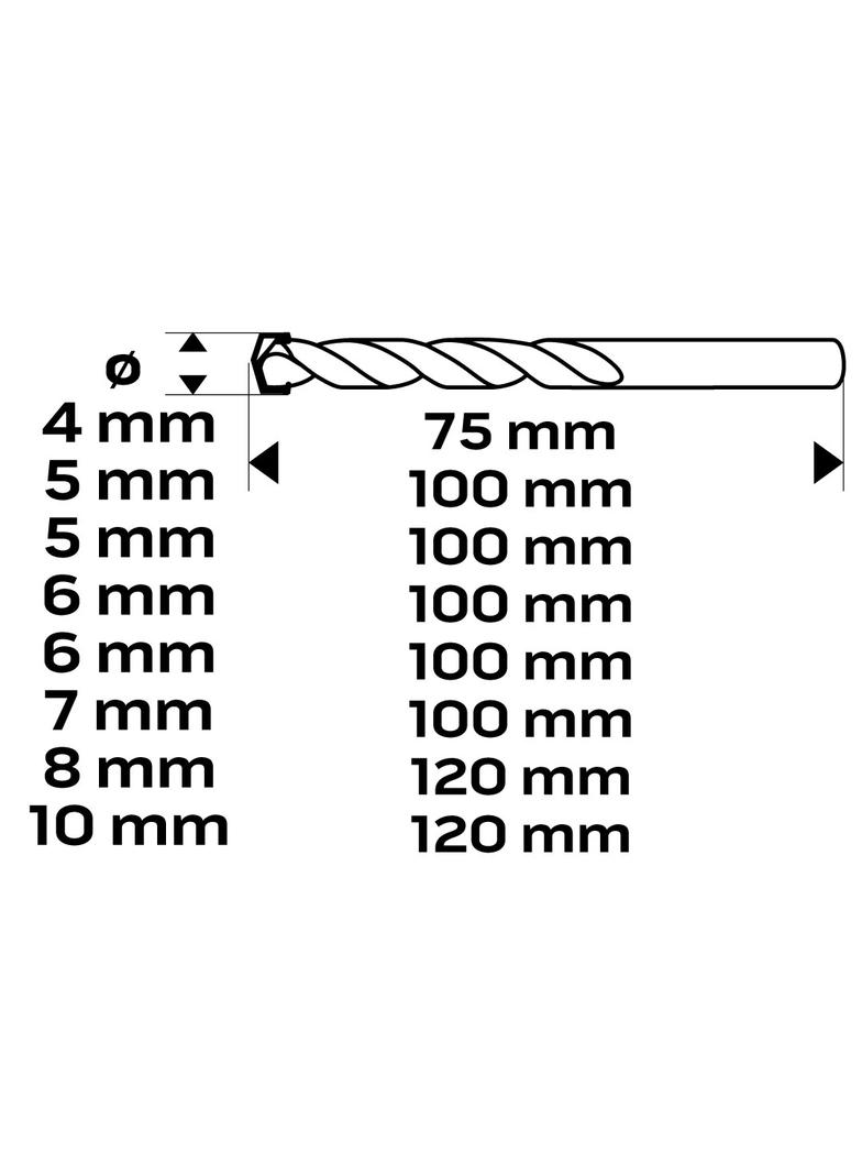 Zestaw wierteł do betonu zestaw 8szt- 4 5 5 6 6 7 8 10mm GRAPHITE 57H351 GTX 57-351 GTX Poland
