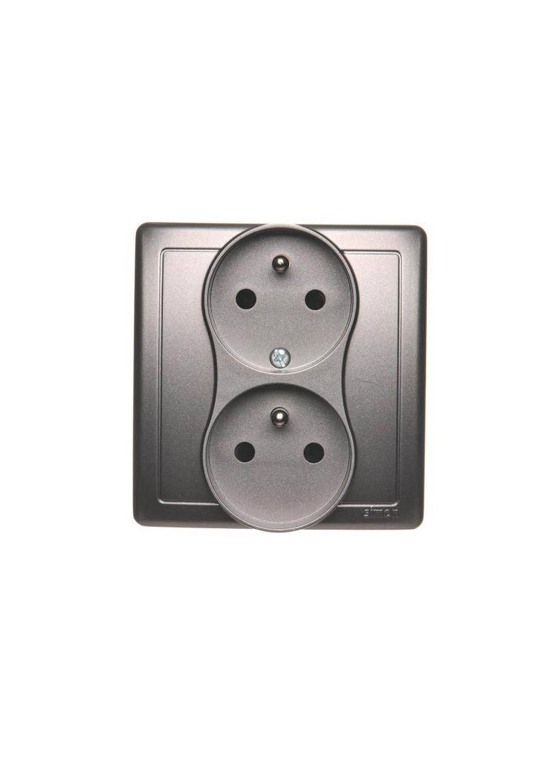 Simon Basic Gniazdo wtyczkowe z uziemieniem podwójne z funkcją niezmienności faz z przesłonami 16A 250V zaciski śrubowe. Kompletne - nie do ramek stal inox BMGZ2TZ/21 KONTAKT