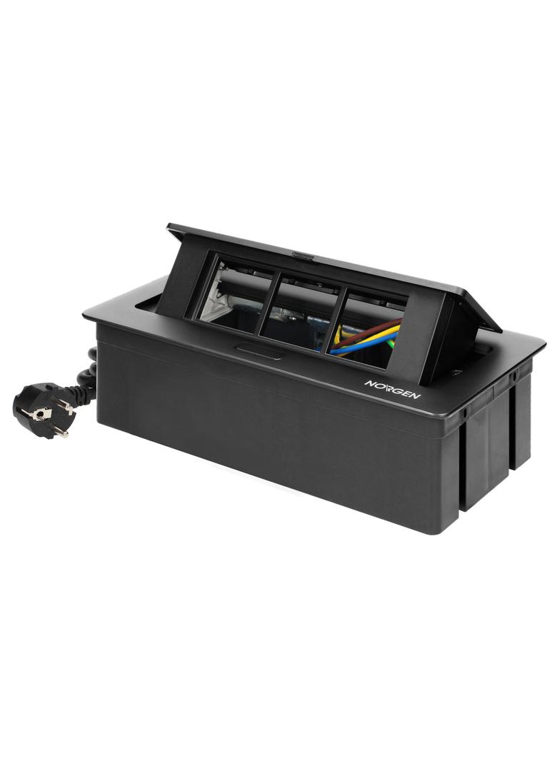 NOEN Kaseta meblowa wpuszczana w blat ze zintegrowaną ramką PCV na gniazda modułowe 3 x 45x45mm lub