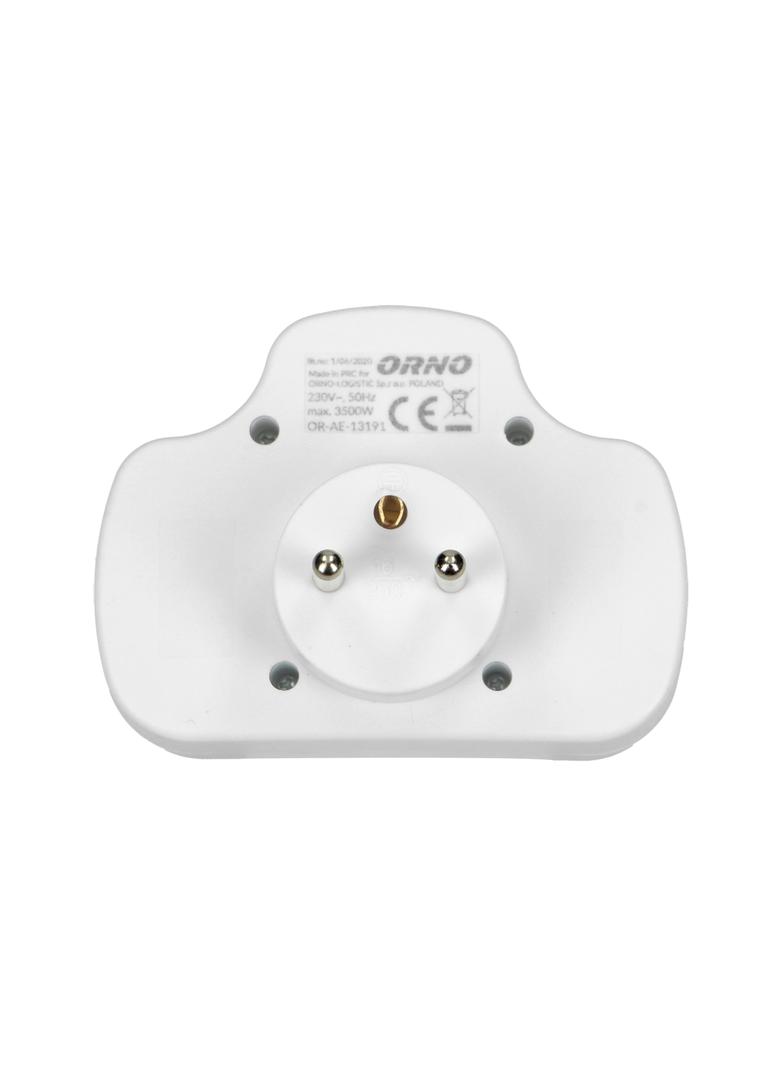 Rozgałęźnik 1x2P+Z, 2x2P/II z włącznikiem, biały OR-AE-13191 ORNO