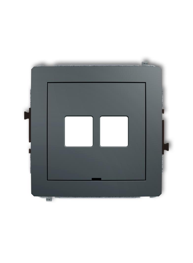 DECO Mechanizm gniazda multimedialnego podwójnego bez modułu, bez pola opisowego (standard Keystone)