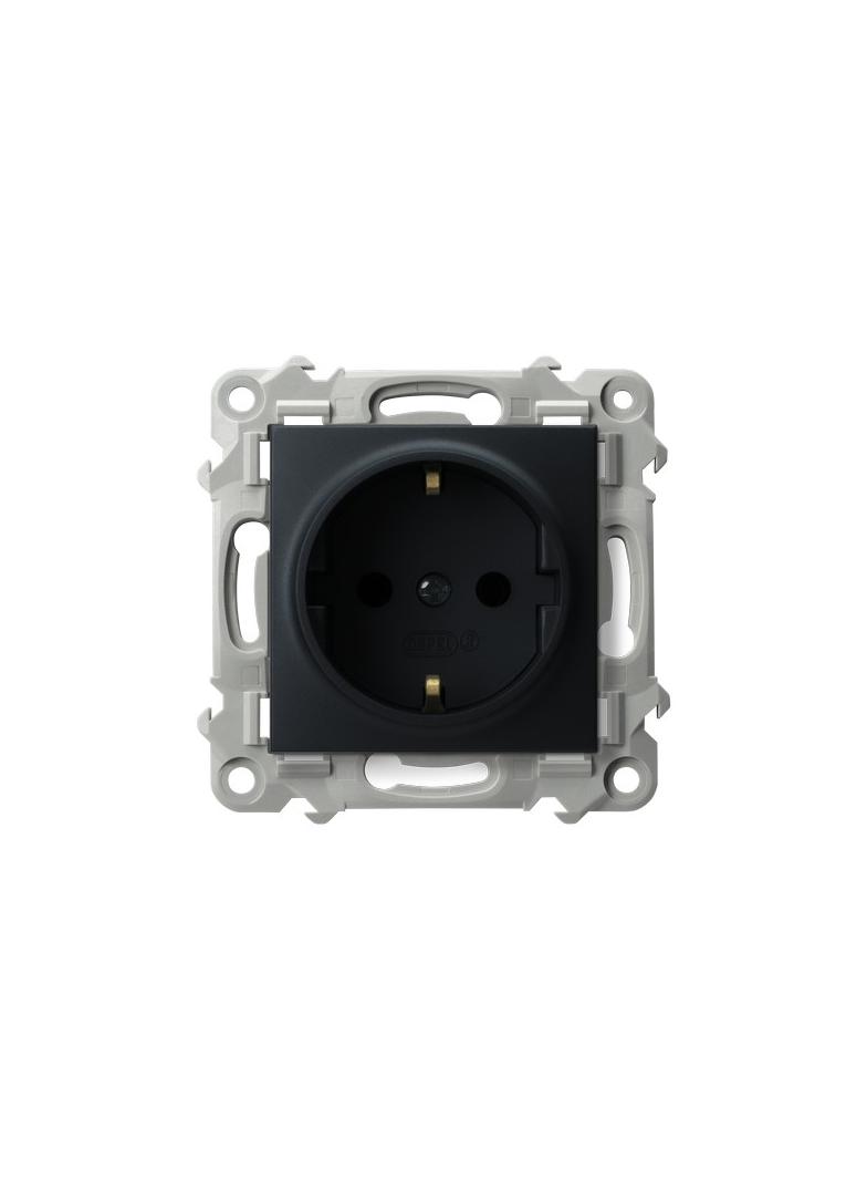 SZAFIR Gniazdo pojedyncze z uziemieniem schuko - kolor czarny metalik