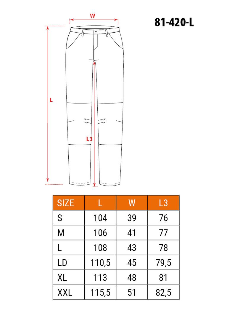 Spodnie robocze, rozmiar L/52
