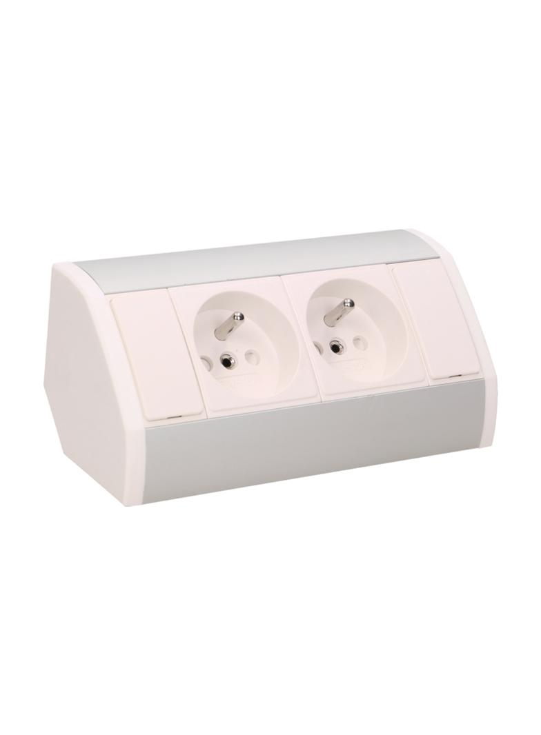 Gniazdo meblowe 2x2P+Z, biało-srebrne OR-GM-9005/W-G ORNO