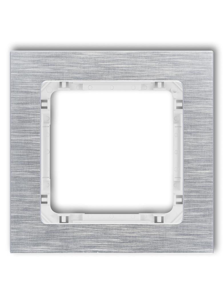 DECO Ramka uniwersalna pojedyncza - aluminium szczotkowane (ramka: srebrna; spód: biały) srebrny