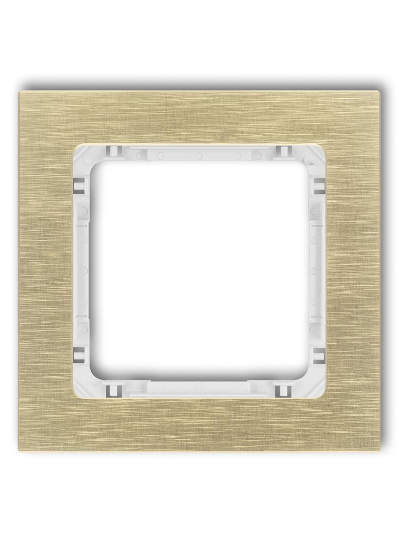 DECO Ramka uniwersalna pojedyncza - aluminium szczotkowane (ramka: kolor mosiężny; spód: biały) mosi