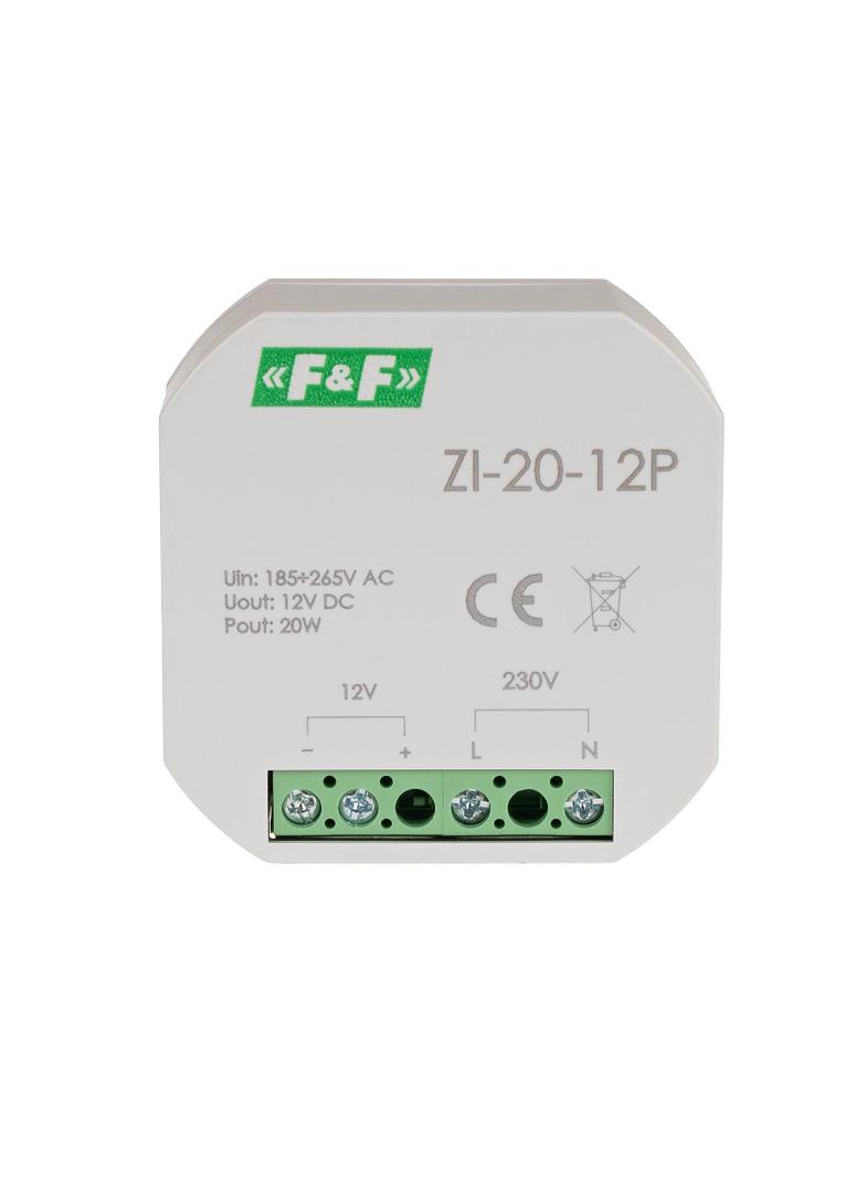 Zasilacz impulsowy do puszki 12V 20W ZI-20-12P F&F