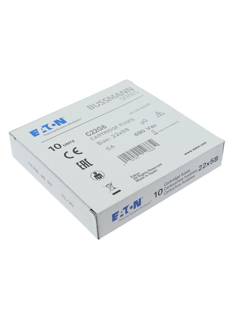 wkładka bezpiecznikowa cylindryczna 22x58 6A GG 690V AC C22G6 EATON