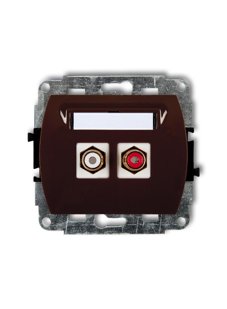 TREND Mechanizm gniazda podwójnego RCA (typu cinch - biały i czerwony, pozłacany) brązowy