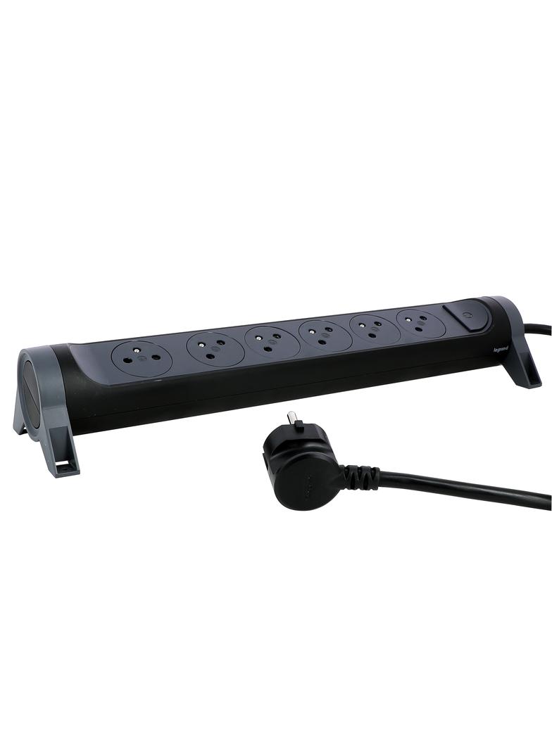 PRZEDŁUŻACZ PREMIUM, OBROTOWY, 6X2P+Z, Z PRZEWODEM 3.0 METRA 3X1.5 MM2 - CZARNY/GRAFITOWY, Legrand