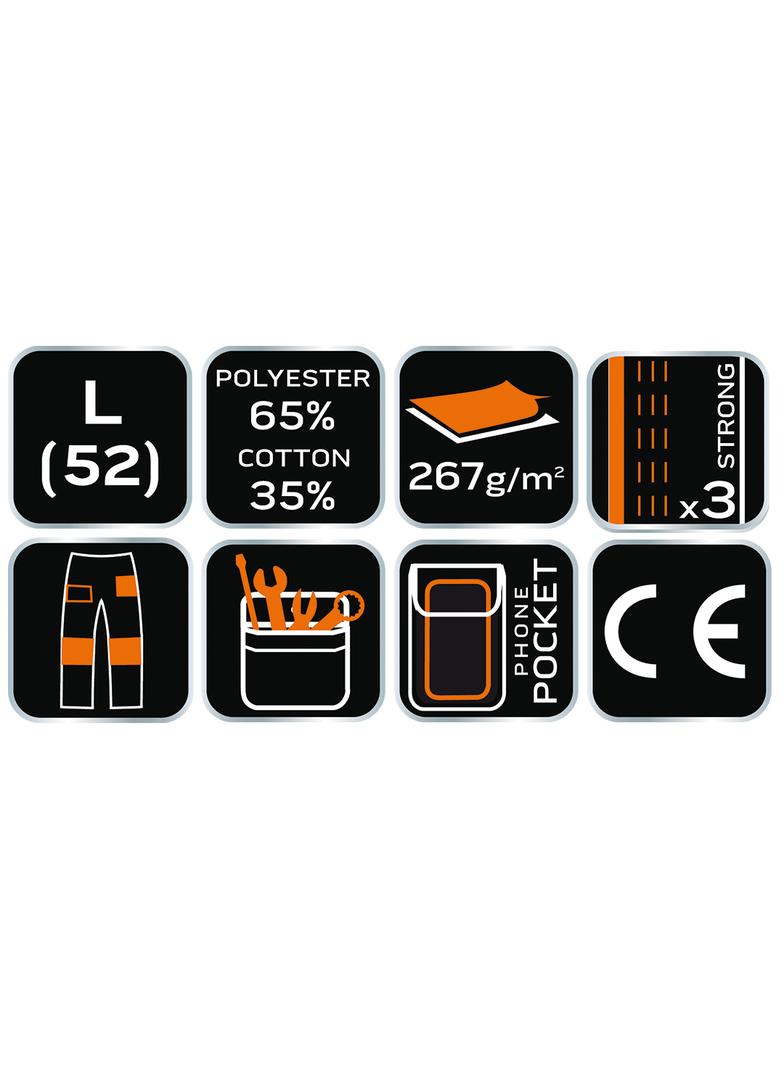 Spodnie robocze, białe, rozmiar L/52