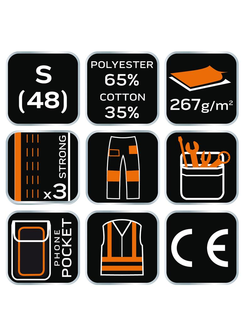 Spodnie robocze na szelkach, białe, HD, rozmiar S/48