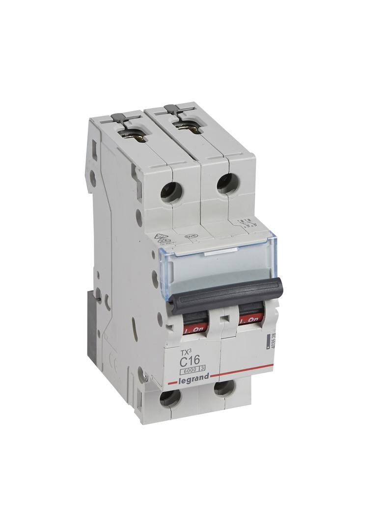 WYŁĄCZNIK NADPRĄDOWY S 302 2P C 16A 6000A SERII TX3, Legrand
