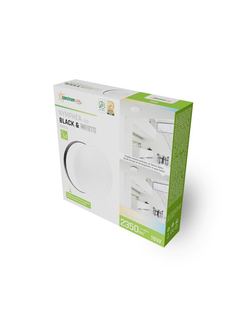 NYMPHEA BLACK & WHITE RINGS 18W CCT 230V 115st IP54 FI250x52 BIAŁY/CZARNY OKRĄGŁA