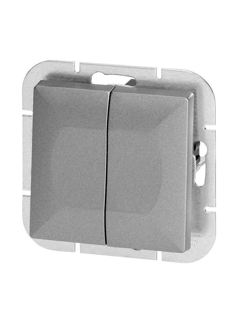 Łącznik podtynkowy świecznikowy Pearl, 10A, 250V, WP-2P, srebrny